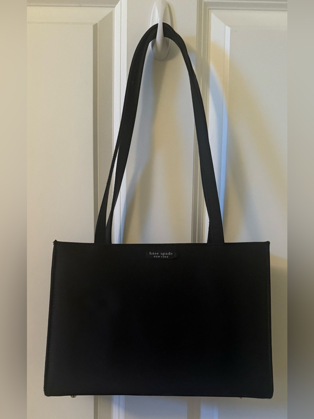 kate spade “Sam” Black Rectangular Nylon Tote with Long Straps